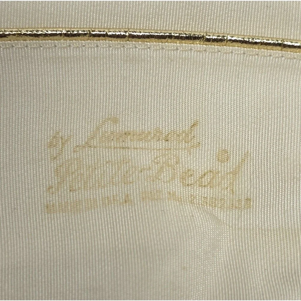 Vintage 1950s White Cream Hand Beaded Pink Green Flowers Purse Bag By Lumured